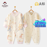 班杰威爾嬰兒衣服秋冬季夾棉連體衣寶寶保暖哈衣爬服（歡樂(lè )天空+小花）