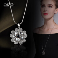 飾世美歐美花朵毛衣鏈女中長(cháng)款吊墜項鏈配飾高級感裝飾掛飾品時(shí)尚百搭 花朵中長(cháng)款項鏈