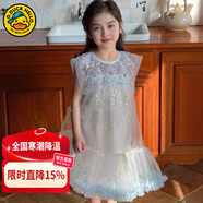 G.DUCKKIDS童裝愛(ài)莎公主裙女童連衣裙夏季2024新款兒童裙子時(shí)髦女孩生日禮物 藍色愛(ài)莎aeiigqa 140 適合130-140cm年齡9-10歲