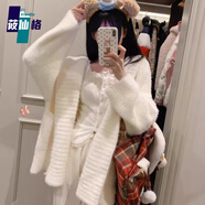 莜仙格針織感韓系氛圍軟糯毛衣中長(cháng)款白色秋冬開(kāi)衫外套毛毛女慵懶風(fēng)連帽 白色【優(yōu)質(zhì)款】 L 95-110斤