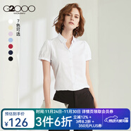 G2000 時(shí)尚女裝短袖襯衫女商務(wù)OL簡(jiǎn)約純色襯衣 白色/00 M