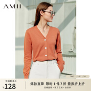 AMII女裝2025極簡(jiǎn)洋氣V領(lǐng)針織開(kāi)衫秋季新款全棉長(cháng)袖上衣女短 煙粉橘 S 155/80A