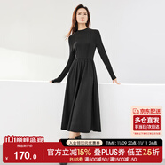 尚都比拉秋冬復(fù)古氣質(zhì)女神范打底針織連衣裙中長款顯瘦a字裙 黑色 L 