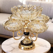 浩齊坊果盤(pán)創(chuàng  )意時(shí)尚樹(shù)葉結婚水果盤(pán)歐式水晶玻璃托盤(pán)零食干果盤(pán)多功能 [可旋轉/帶蓋】黑水晶特大號果盤(pán)