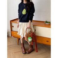 楠鸞3thMorning街拍藝術(shù)家不規則荷葉邊蕾絲拼接半身裙ZY 杏色 S