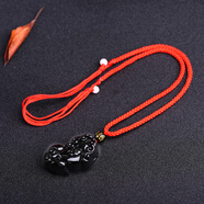 GJXBP黑曜石貔貅吊墜男士皮丘掛繩女款項鏈民族風(fēng)飾品情侶款學(xué)生禮品 貔貅吊墜(紅繩款)