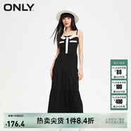 ONLY秋冬時(shí)尚V領(lǐng)蛋糕裙吊帶中長(cháng)款連衣裙女|123407018 H1Z 黑色BLACK M 165/84A