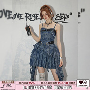 UNIFREE【明星同款】純欲吊帶牛仔連衣裙辣妹風顯瘦不規(guī)則抹胸裙 L 