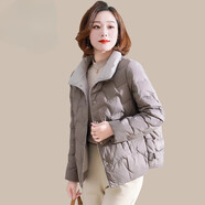 鴨鴨時(shí)尚媽媽服2025新款50歲中老年冬裝外套 咖啡色 L
