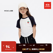 little MO&Co.吸濕 速干衣 童裝夏裝女童拼色插肩袖短袖t恤上衣兒童 深寶藍(lán)色 150 150/72