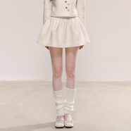 Svecymikov國際一線(xiàn)大牌法式千金風(fēng)毛呢套裝短款設計感外套褶皺蓬蓬半身短裙 白色短裙 S