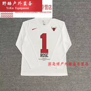 糜嵐（MieLanat）小紅書(shū)男速干美式籃球服長(cháng)袖T恤 公牛羅斯1號白色 XS 建議身高155-160