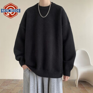 NEW OR MODE美式毛衣男秋冬新款日系復古內搭打底針織衫男士慵懶風(fēng)高級感外套 黑色 L