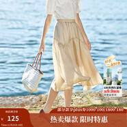 茵曼（INMAN）A字半身裙2025夏新款薄荷曼波通勤中長(cháng)裙子 淺卡其 S