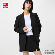 優(yōu)衣庫女裝雙排扣茄克/外套通勤商務(wù)夾克25秋冬新款481603 484252 481603/09黑色 S