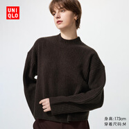 優(yōu)衣庫女裝舒芙蕾半高領(lǐng)針織衫/毛衣毛衫479158 38 深褐色 XL /165/92A