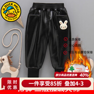 G.DUCKKIDS女童褲子秋冬季兒童皮褲三層加絨夾棉一條過(guò)冬加厚靴褲寶寶保暖褲 三層棉褲 90碼建議身高80-90cm1歲半-2歲