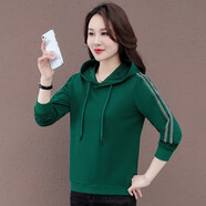 牧思特長(cháng)袖t恤女秋冬季韓版寬松連帽衛衣女裝百搭打底衫休閑T恤女士體恤 068綠色 XL