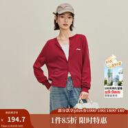 茵曼2025冬季女裝新款紅裝MIU系刺繡針織開(kāi)衫簡(jiǎn)約毛衣外套上衣 紅色 S