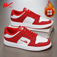 回力男鞋板鞋男秋冬季加絨韓版男士休閑小白鞋百搭學(xué)生潮運動(dòng)鞋子男 大紅【加絨款】 37