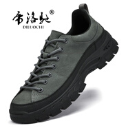 帝洛馳新款馬丁靴中幫真皮短靴戶(hù)外工裝休閑靴英倫磨砂反絨牛皮徒步男靴 深灰藍 41 (255mm) 皮鞋碼