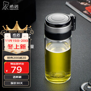 希諾（HEENOOR）玻璃杯單層加厚大容量泡茶杯帶茶漏男女士運動(dòng)戶(hù)外車(chē)載便攜水杯子 提環(huán)杯蓋-530ML【帶濾網(wǎng)】