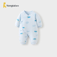 童泰秋冬0-6個(gè)月新生兒嬰兒寶寶偏開(kāi)保暖衣連體蝴蝶哈衣棉衣藍色52cm