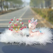 麗田車(chē)載滿(mǎn)天星香薰擺件汽車(chē)車(chē)內中控臺飾品擺件車(chē)內裝飾用品大全 鑲鉆粉小鹿+粉色滿(mǎn)天星+小羽毛墊