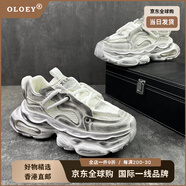 OLOEY國際一線(xiàn)奢侈高檔品牌季潮流男鞋 厚底時(shí)尚休閑運動(dòng)鞋 超纖皮拼色 白色 皮鞋尺碼 43