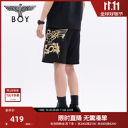 BOY LONDON春夏男女同款經(jīng)典老鷹燙金百搭潮牌短褲N14800 黑色 L