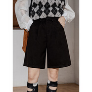 小紅書(shū)六對貓工作室羊毛闊腿五分褲女士高腰套裝直腿中褲寬松羊毛 黑色 S 均碼