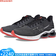 美津濃（MIZUNO）男鞋跑步鞋日常訓(xùn)練運動鞋Wave Creation 25 SSW夏季透氣健身緩震 Ebony/White黑紅色 45 碼/US11.5