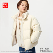 優(yōu)衣庫童裝男童女童蓬松羽絨茄克外套夾克羽絨服25秋冬新款478148 01 乳白色 160