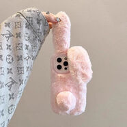 班美蘿毛絨兔耳朵蘋(píng)果17/16ProMax手機(jī)殼iPhone15/14可愛(ài)13/12/11網(wǎng)紅XS 粉色毛茸茸【兔耳朵】（蘋(píng)果大孔） iPhone6PLUS/6SPLUS