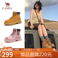 駱駝（CAMEL）【山丘】經(jīng)典大黃靴反絨馬丁靴戶(hù)外工裝靴 L23W076065 土黃 35