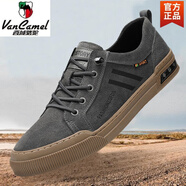 西域駱駝秋冬男鞋結實(shí)耐穿防滑耐磨牛筋底防水反絨豬皮輕便戶(hù)外休閑板鞋男 淺棕色 39