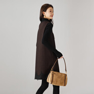 塔馳密司（touchmiss）休閑褲子2025冬季新款蕾絲拼接背心短裙加厚綿羊毛圓領(lǐng)無(wú)袖連衣裙 咖色 M