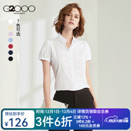 G2000 時(shí)尚女裝短袖襯衫女商務(wù)OL簡(jiǎn)約純色襯衣 白色/00 M