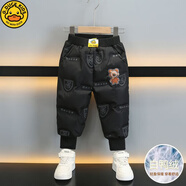 G.duck小黃鴨兒童羽絨褲三防免洗加絨加厚寶寶外穿棉褲冬裝男女童保暖褲 熱售小熊黑色 110 cm