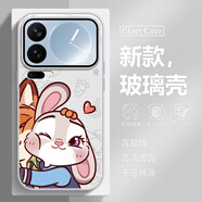 美十美分（MSMF）瘋狂動(dòng)物城適用小米手機殼情侶卡通創(chuàng  )意貼貼朱迪尼克玻璃男女款一對全包防摔保護套 【玻璃星河銀】朱迪-BL5109Y 紅米Note11/5G