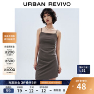 UR2025秋季新款女裝時(shí)尚不對(duì)稱褶皺收腰吊帶連衣裙UYY750098+ 中灰 XL