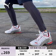 彪馬（PUMA）緩震防滑支撐輕便跑步鞋男新款訓練運動(dòng)鞋AXELION193148 白-水泥灰-鮮紅色-02 42