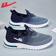 回力男鞋子男秋季透氣網(wǎng)鞋男防滑跑步鞋網(wǎng)面軟底百搭休閑運動(dòng)鞋男 藍色氣墊款 W0883 41