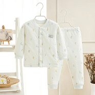 撈魚(yú)貓斷碼清倉嬰兒保暖衣套裝純棉寶寶夾棉加厚內衣男女秋冬衣服睡衣 藍色 120g夾棉 66  錯標80碼 10-15斤寶寶