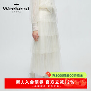 卓雅周末（JORYA weekend）2024春新款仙氣繡花蕾絲網(wǎng)紗高腰A字蛋糕半身裙EJWEAN02 香檳色 S