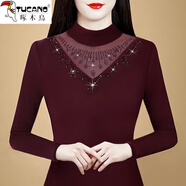 啄木鳥(niǎo)蕾絲打底衫女今年流行爆款洋氣百搭加絨上衣高級感短款修身小衫 安哥拉紅（春秋薄款） 4XL 140-150斤