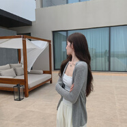 慵懶風(fēng)針織開(kāi)衫女春夏外套薄款中長(cháng)款外搭 灰色中長(cháng)款 S