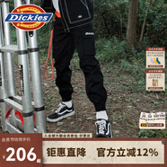 dickies休閑褲 男女同款新復古回潮印花多口袋束口工裝褲百搭8 黑色 32