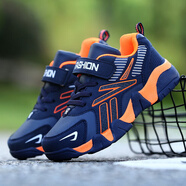 LI NING男童鞋春夏季兒童運動(dòng)鞋透氣網(wǎng)鞋軟底透氣休閑 K1712橘紅(皮面) 28 _碼_內長(cháng)18cm