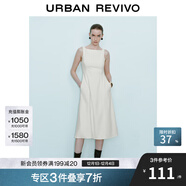 UR2025秋季新款女裝法式氣質(zhì)通勤一字領(lǐng)無(wú)袖連衣裙UWM750004 米白 S